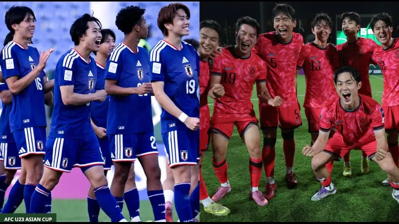 Cầu thủ U23 Nhật Bản tung cú sút mạnh vào khung thành đối phương Cầu thủ U23 Nhật Bản tung cú sút mạnh vào khung thành đối phương
